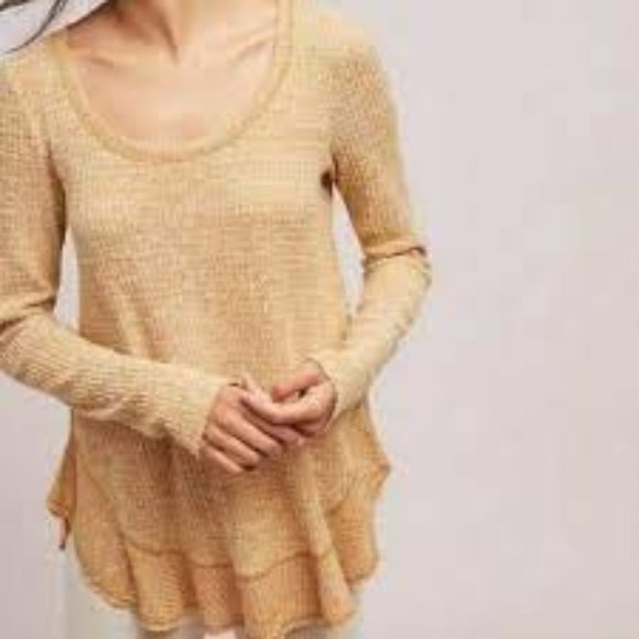 Anthro Saturday Sunday Ruffled Waffle Knit Thermal S/M - Picture 1 of 3